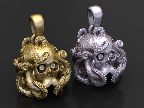 OctoSkull-Anhänger 3D-druckbares Schmuckmodell 3D Druckmodell