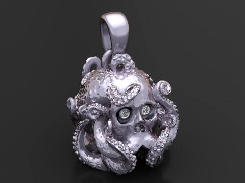 OctoSkull-Anhänger 3D-druckbares Schmuckmodell 3D Druckmodell