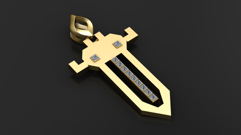 Royal Sword Pendant 3D Printable Jewelry Model 3D Print Model .c4d .max .obj .3ds .fbx .stl .blend