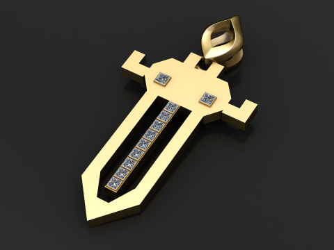 Kraliyet Kılıç Kolye 3D Yazdırılabilir Takı Modeli 3D Baskı Modeli