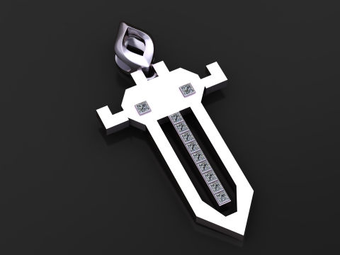 Kraliyet Kılıç Kolye 3D Yazdırılabilir Takı Modeli 3D Baskı Modeli