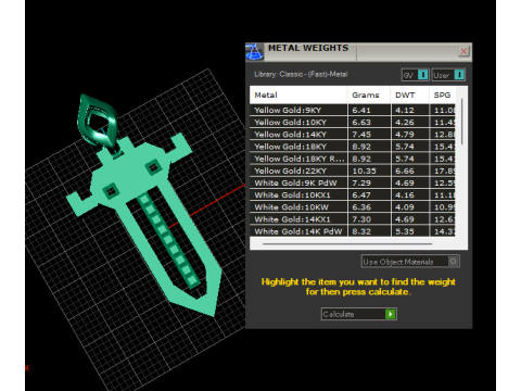 Kraliyet Kılıç Kolye 3D Yazdırılabilir Takı Modeli 3D Baskı Modeli