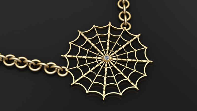 蜘蛛の巣ペンダント 3D 印刷可能なジュエリー モデル 3Dプリントモデル .c4d .max .obj .3ds .fbx .stl .blend 
