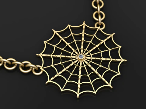 Modelo de joias para impress&atilde;o em 3D com pingente de teia de aranha Modelo de Impressão 3D