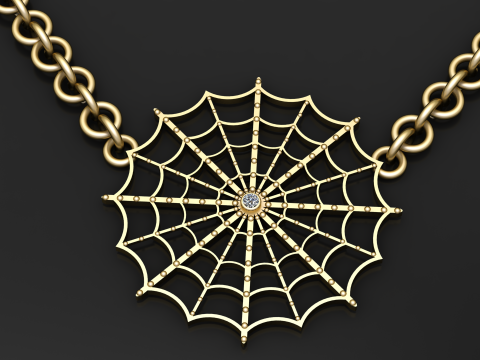 蜘蛛の巣ペンダント 3D 印刷可能なジュエリー モデル 3Dプリントモデル