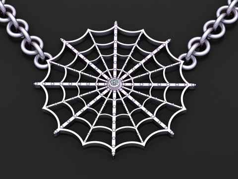 蜘蛛の巣ペンダント 3D 印刷可能なジュエリー モデル 3Dプリントモデル