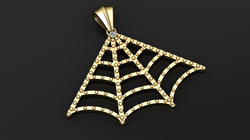 Quarter Web Pendant 3D Printable Jewelry Model 3D Print Model .c4d .max .obj .3ds .fbx .stl .blend