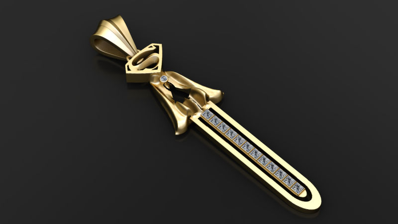 S-Emblem Sword Pendant 3D Printable Jewelry Model 3D Print Model .c4d .max .obj .3ds .fbx .stl .blend