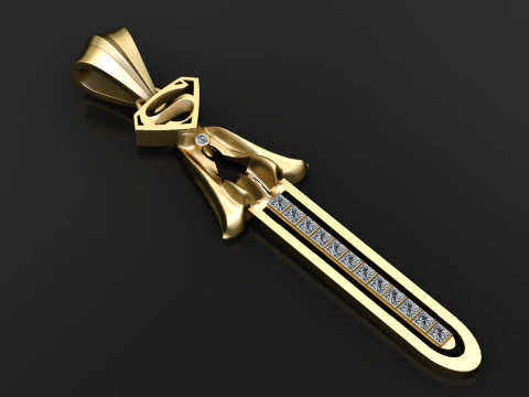 Wisiorek z mieczem z emblematem S. Model biżuterii do druku 3D Model do druku 3D