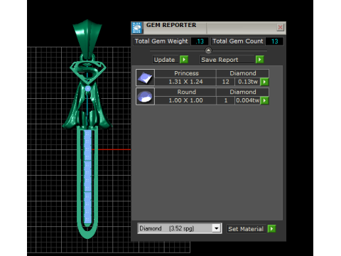 Modelo de joyería imprimible en 3D con colgante de espada con emblema S Modelo de impresión 3D