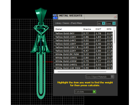 Modelo de joyería imprimible en 3D con colgante de espada con emblema S Modelo de impresión 3D