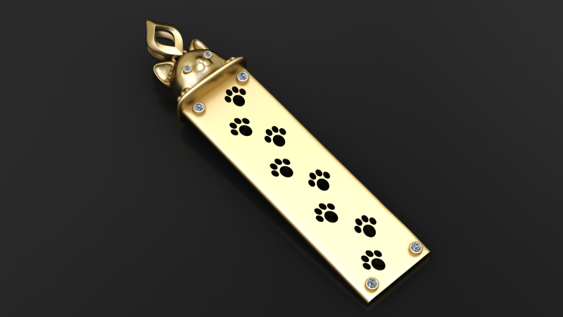 Cat Paw Trail Pendant 3D Printable Jewelry Model 3D Print Model .c4d .max .obj .3ds .fbx .stl .blend 