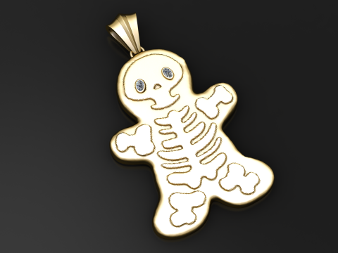 Modelo de joias para impressão em 3D com pingente de esqueleto fofo de gengibre Modelo de Impressão 3D