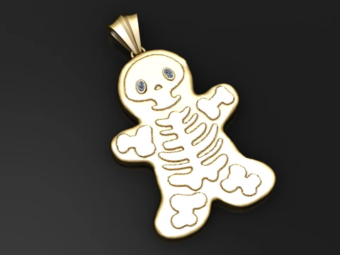 かわいいスケルトン ジンジャーブレッド ペンダント 3D 印刷可能なジュエリー モデル 3Dプリントモデル