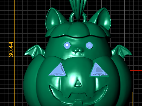 Pompoen Kitty hanger 3D afdrukbaar Halloween sieraden model 3D printmodel