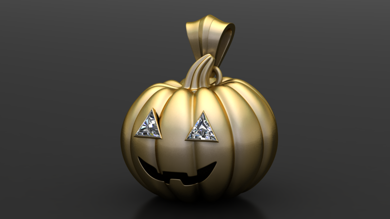 Modelo de joias de Halloween para impressão em 3D com pingente de abóbora clássico Modelo de Impressão 3D .c4d .max .obj .3ds .fbx .stl .blend 