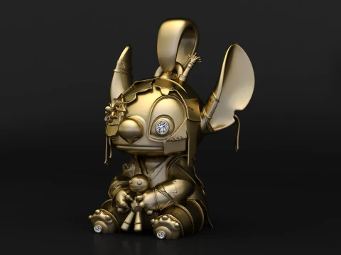 Stitched Warrior Bunny Pendant 3D Printable Jewelry Model 3D Print Model