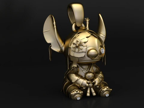 Stitched Warrior Bunny Pendant 3D Printable Jewelry Model 3D Print Model