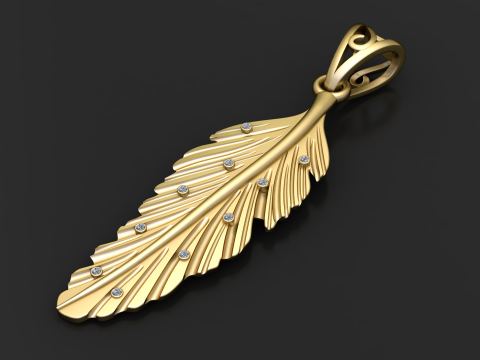 Diamond Feather hanger 3D afdrukbaar sieradenmodel 3D printmodel