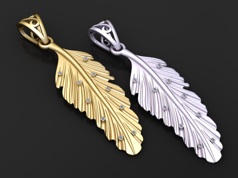 Diamond Feather hanger 3D afdrukbaar sieradenmodel 3D printmodel