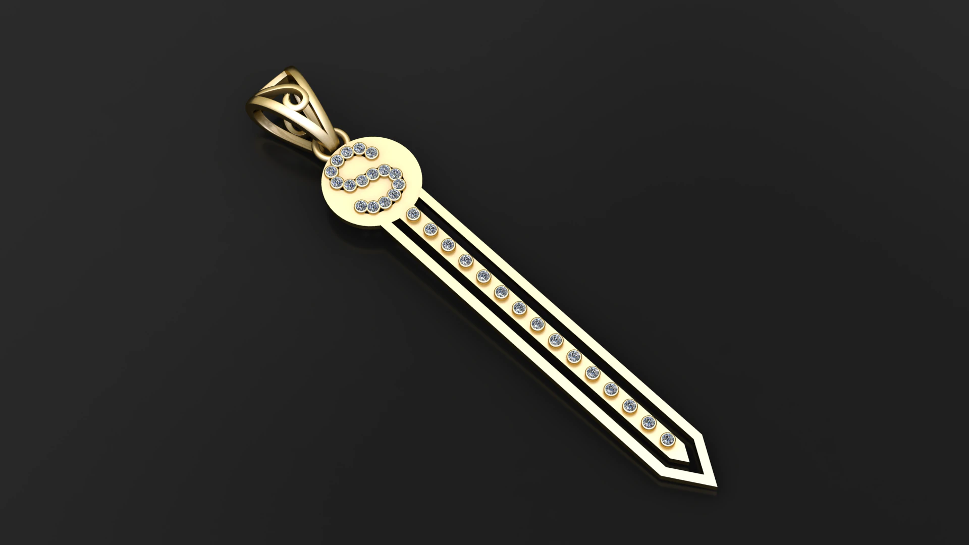 Crystal Line Sword Pendant 3D Printable Jewelry Model 3D Print Model .c4d .max .obj .3ds .fbx .stl .blend 