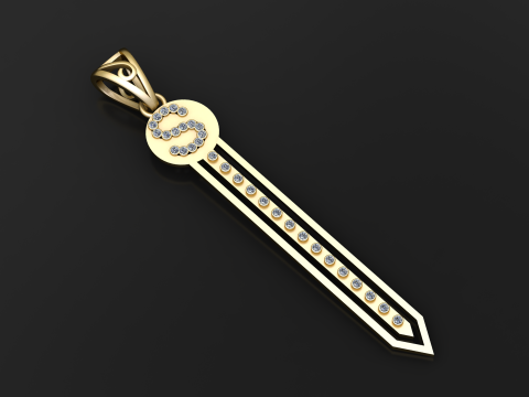 Модель ювелірного виробу для 3D-друку Crystal Line Sword Pendant 3D Принт Модель