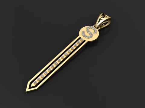 Crystal Line Sword Pendant 3D Printable Jewelry Model 3D Print Model
