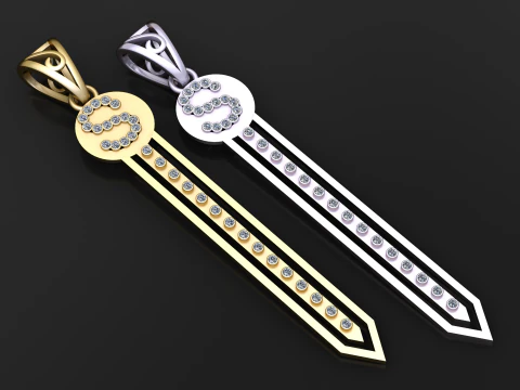 Crystal Line Sword Pendant 3D Printable Jewelry Model 3D Print Model
