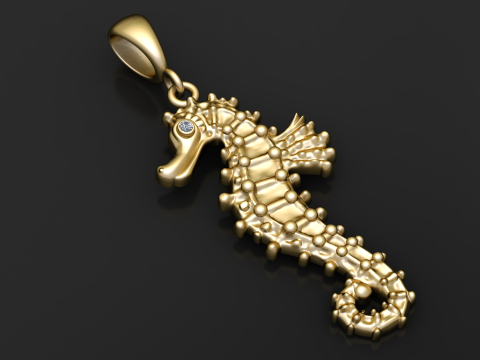 Denizatı Değerli Taş Kolye 3D Yazdırılabilir Takı Modeli 3D Baskı Modeli