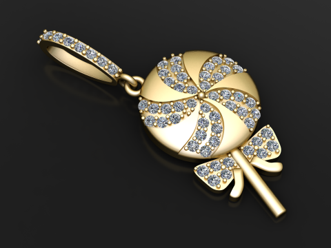 Diamond Candy Lollipop Pendant 3D Printable Jewelry Model 3D Print Model