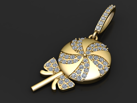 Diamant-Candy-Lollipop-Anhänger, 3D-druckbares Schmuckmodell 3D Druckmodell