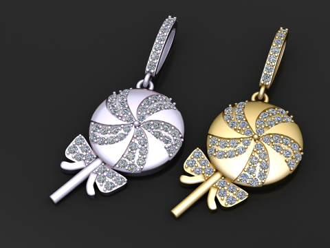 Diamant-Candy-Lollipop-Anhänger, 3D-druckbares Schmuckmodell 3D Druckmodell
