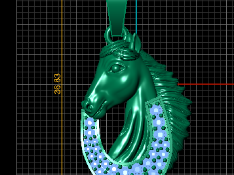 Majestic Horse Head Lucky Pendant Gold Diamond 3D Design 3D Print Model