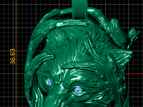 Dziki wilk wisiorek diamentowe oczy skręcona gałąź rama model biżuterii 3D Model do druku 3D