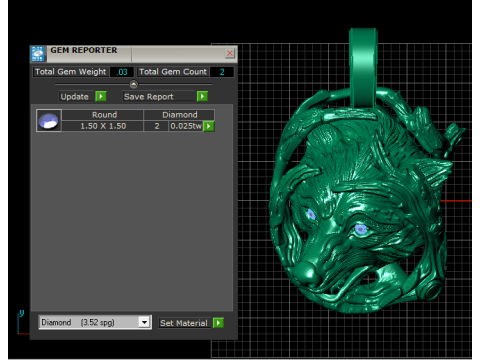 Dziki wilk wisiorek diamentowe oczy skręcona gałąź rama model biżuterii 3D Model do druku 3D