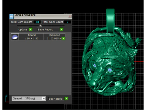Feral Wolf Pendant Diamond Eyes Twisted Branch Frame 3D Jewelry Model 3D Print Model