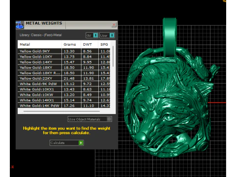 Feral Wolf Pendant Diamond Eyes Twisted Branch Frame 3D Jewelry Model 3D Print Model