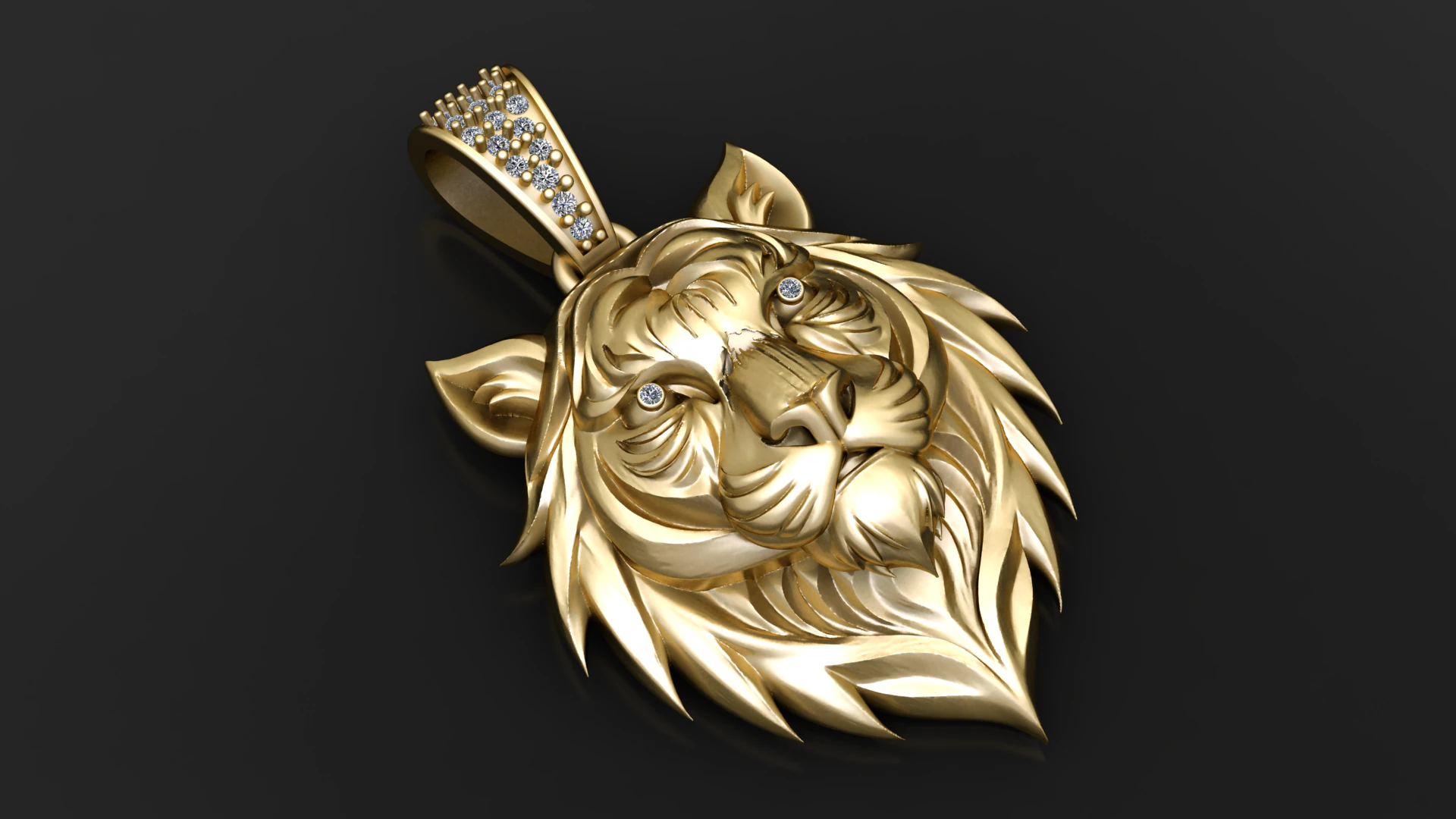 Regal Golden Tiger Majesty Pendant 3D Print Model .c4d .max .obj .3ds .fbx .stl .blend 