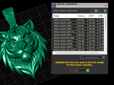 Regal Golden Tiger 폐하 펜던트 3D 프린트 모델