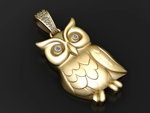 Modelo de joias para impress&atilde;o em 3D com pingente de coruja elegante e alto detalhe Modelo de Impressão 3D