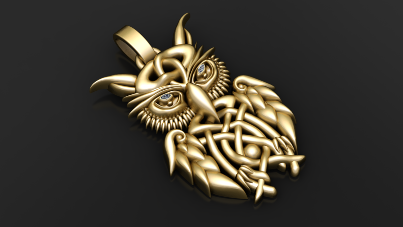 Celtic Baykuş Kolye Yüksek Detaylı 3D Yazdırılabilir Takı Modeli 3D Baskı Modeli .c4d .max .obj .3ds .fbx .stl .blend