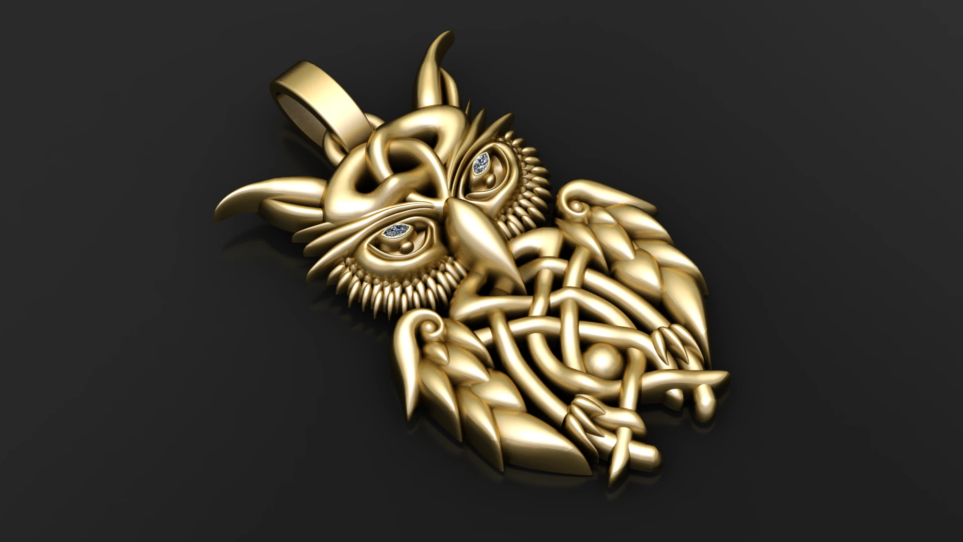Celtic Owl Pendant High-Detail 3D Printable Jewelry Model 3D Print Model .c4d .max .obj .3ds .fbx .stl .blend