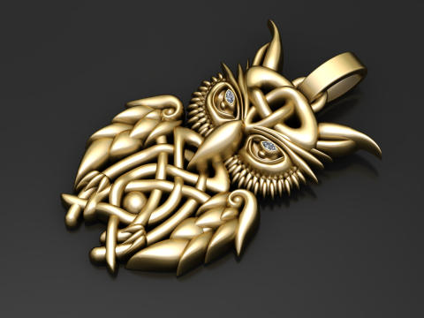 Celtic Baykuş Kolye Yüksek Detaylı 3D Yazdırılabilir Takı Modeli 3D Baskı Modeli