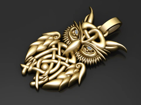 Celtic Owl Pendant High-Detail 3D Printable Jewelry Model 3D Print Model