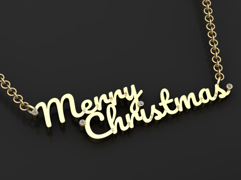 Святкова 3D-модель ювелірних прикрас Веселого Різдвяного намиста 3D Принт Модель .c4d .max .obj .3ds .fbx .stl .blend 