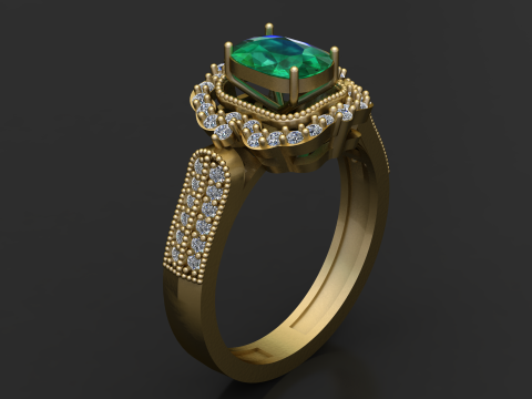 Luxury high-detail 3D engagement ring model 3D Print Model