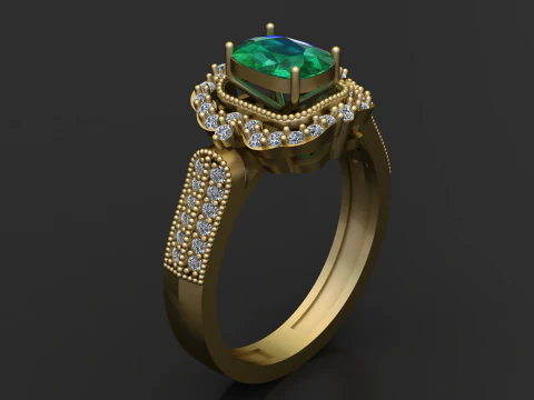 Luxury high-detail 3D engagement ring model 3D Print Model