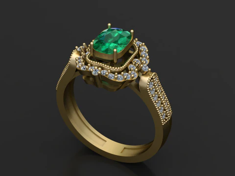 Luxury high-detail 3D engagement ring model 3D Print Model