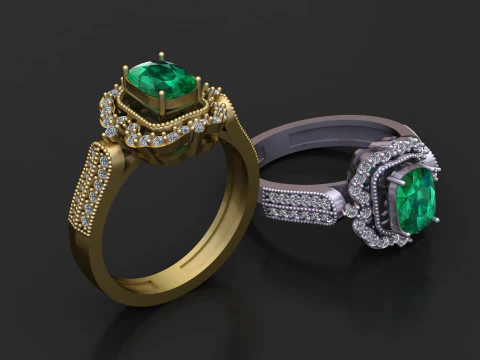 Luxury high-detail 3D engagement ring model 3D Print Model