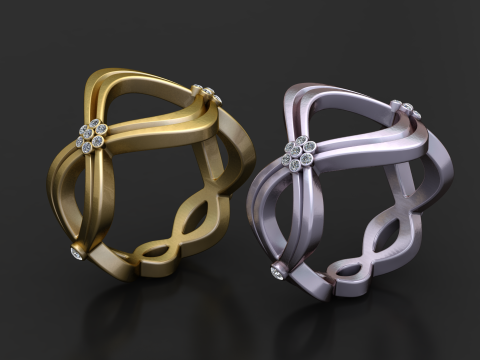 Infinity Bloom Designer-Ring 3D Druckmodell